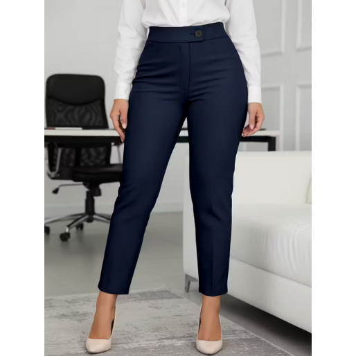 Women's Solid Color Stretchy Slim-Fit Cropped Pants