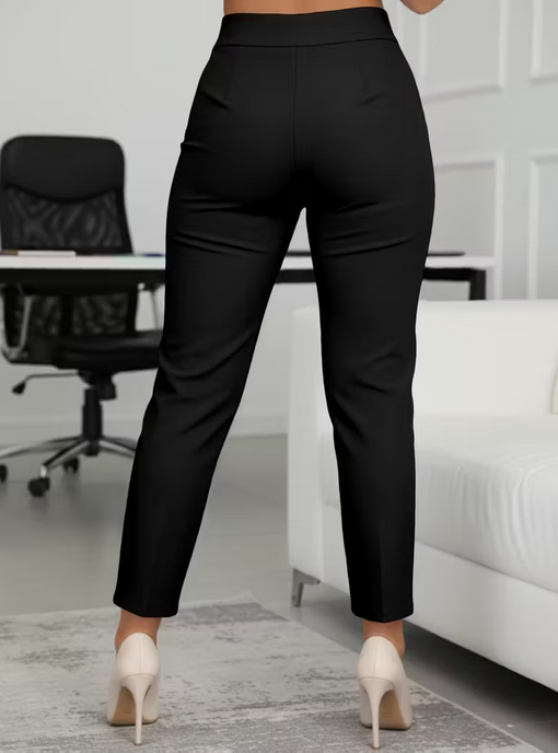 Women's Solid Color Stretchy Slim-Fit Cropped Pants