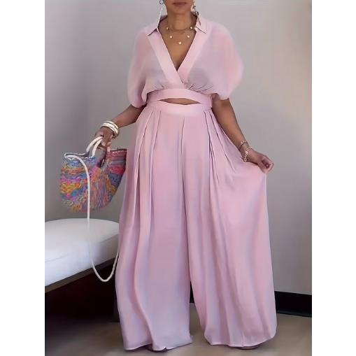 Women's Fashion Loose Half Sleeve Top and Pants