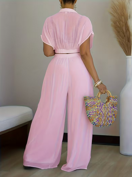 Women's Fashion Loose Half Sleeve Top and Pants