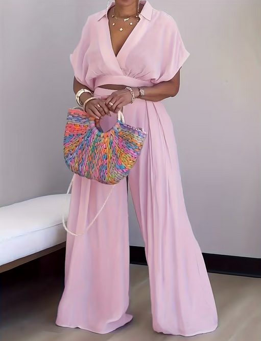 Women's Fashion Loose Half Sleeve Top and Pants